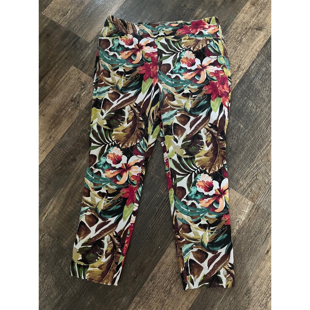 Chico's Women's‎ Floral Print Ankle Pants Size 2P Colorful Tropical